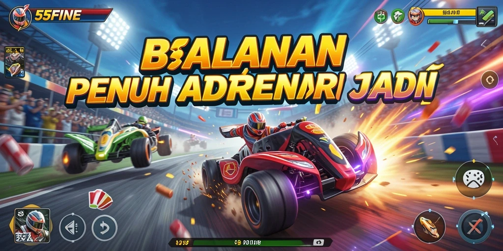 Tampilan gameplay balapan yang mendebarkan di 55FIVE.