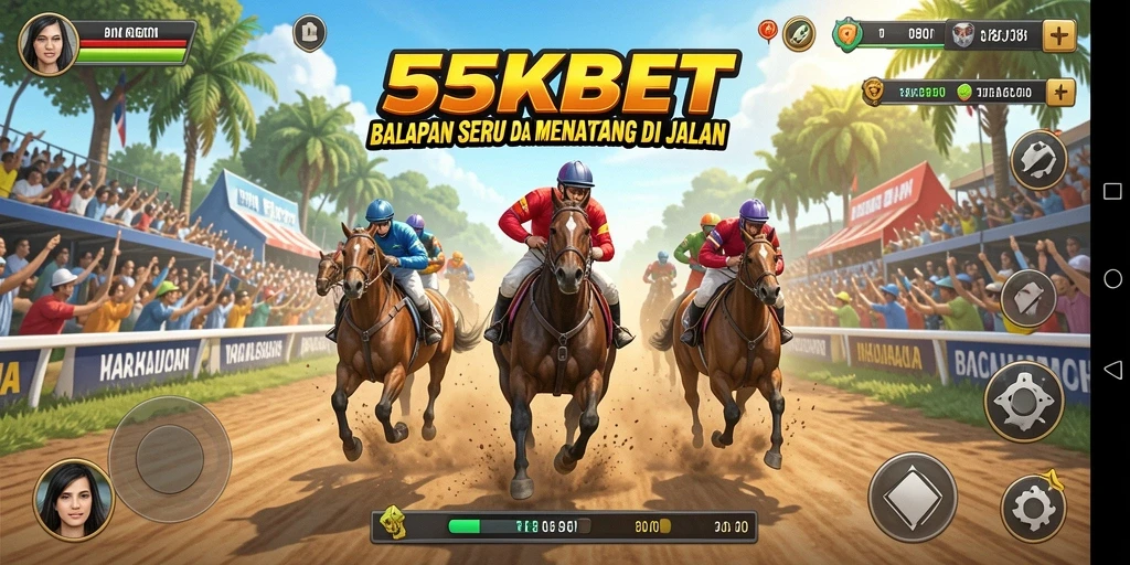 Screenshot gameplay 55KBET menampilkan aksi balapan yang seru dan mendebarkan.