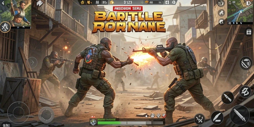 Screenshot menampilkan aksi intens dan strategi di ASD123 Battle Royale.