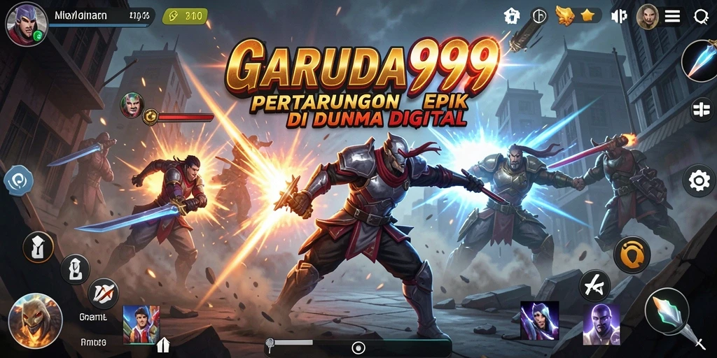 Tampilan pertarungan seru dalam GARUDA999 dengan karakter unik.