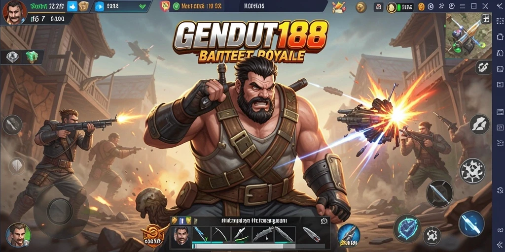 Screenshot GENDUT188 menampilkan pertempuran seru dalam game Battle Royale.