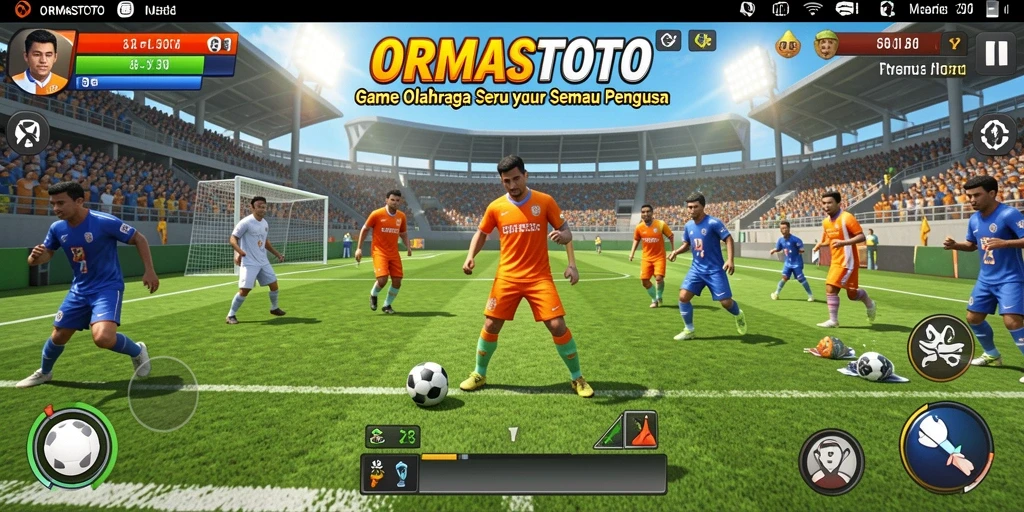 Screenshot gameplay ORMASTOTO dalam aksi olahraga yang seru.