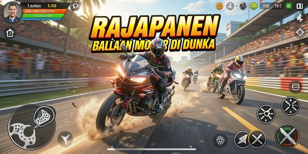 Screenshot RAJAPANEN menampilkan balapan motor yang seru dan mendebarkan.