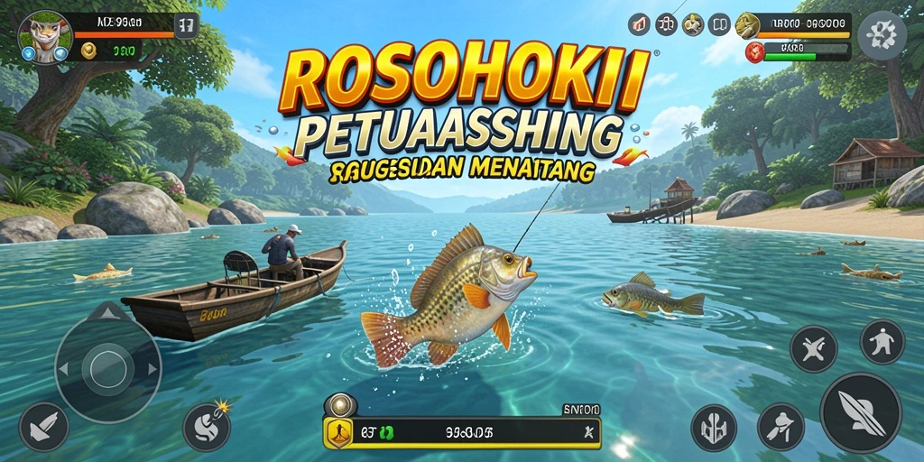 Tampilan gameplay ROSOHOKI yang menakjubkan saat memancing.