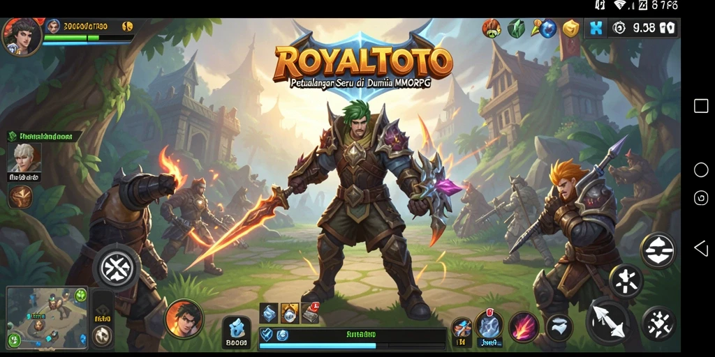 Screenshot utama ROYALTOTO menampilkan pertarungan seru dan karakter yang memukau.