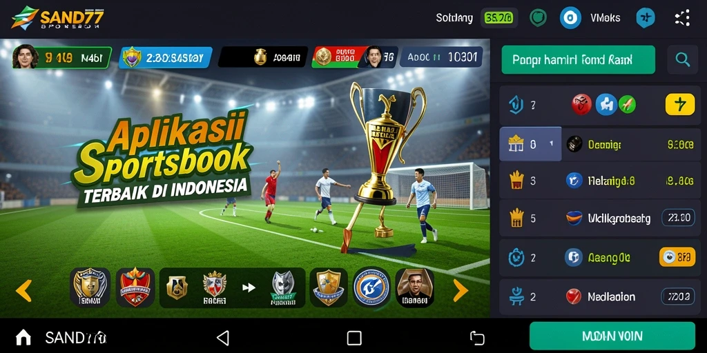 Tampilan gameplay SAND77 saat bertaruh di olahraga.
