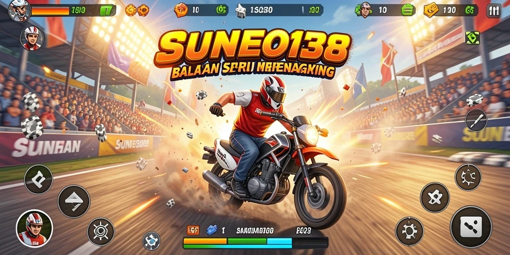 Gameplay SUNEO138 yang seru dengan balapan mendebarkan dan mobil kustomisasi.