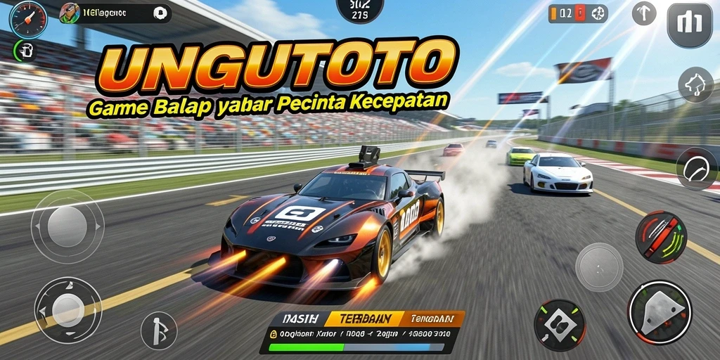 Gameplay seru dari UNGUTOTO dengan balapan yang mendebarkan.