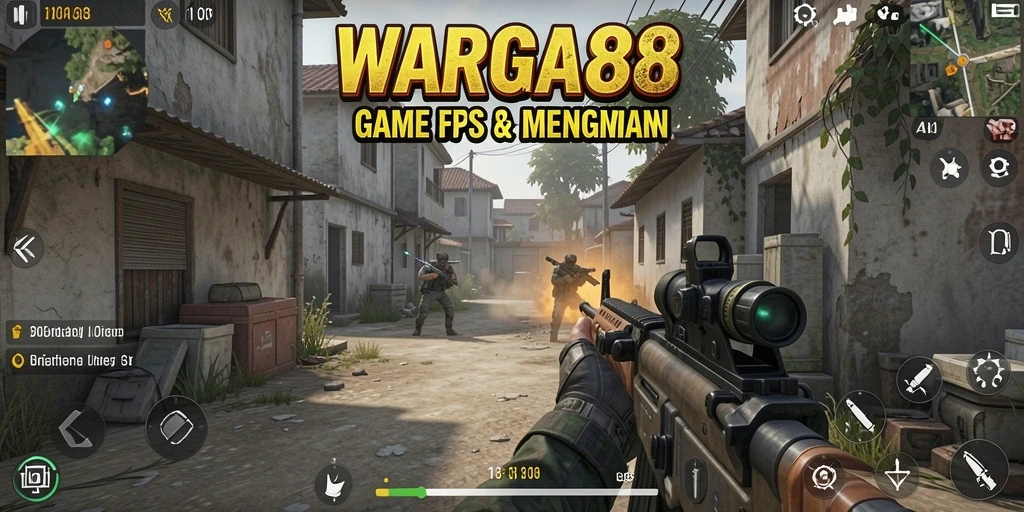 Tangkapan layar gameplay WARGA88 yang menunjukkan aksi tembak-menembak intens.